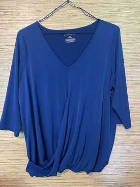 Boutique 9 Royal Blue V-Neck Draped Long Sleeve Top